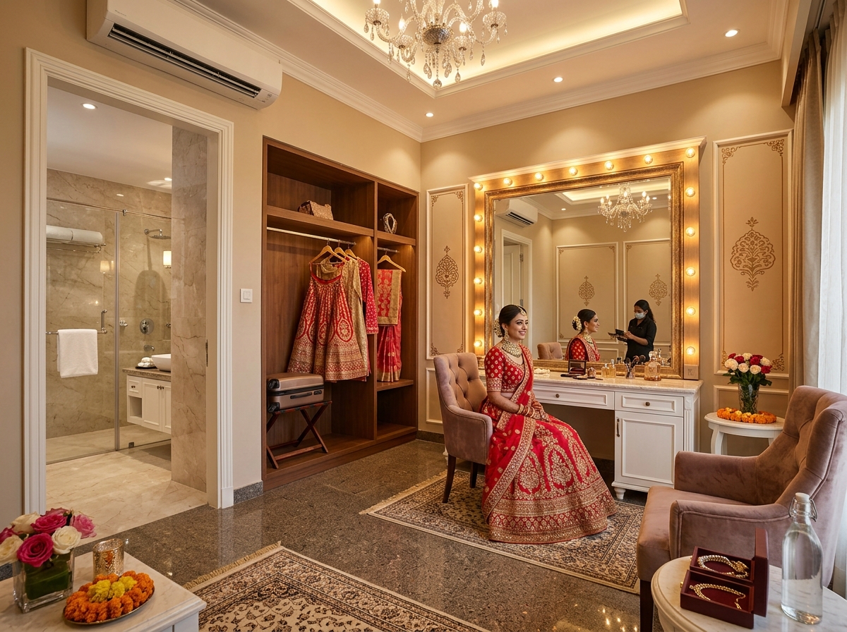 Private AC bridal dressing suite with attached bathroom