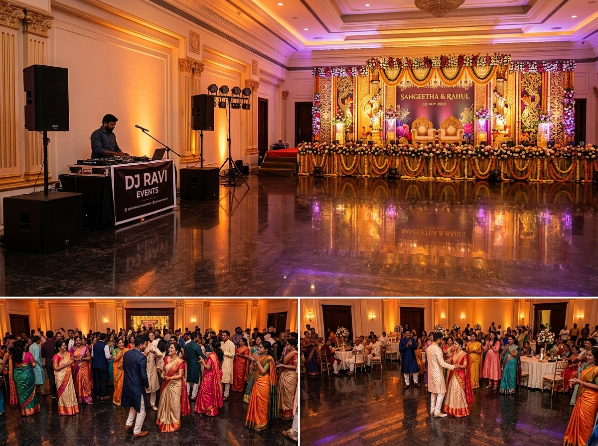 Evening reception ambiance and built-in DJ sound